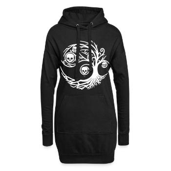 Weißer Baum mit Totenköpfen - Hoodie-Kleid - Schwarz - Vorne