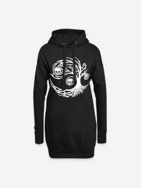 Tree with skulls - Hoodie Dress - black