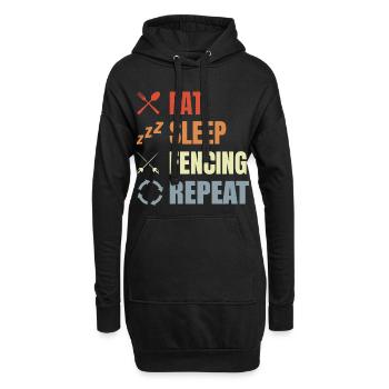 Eat Sleep Fencing Repeat - Hoodie-Kleid - Schwarz - Vorne
