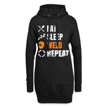 Manger, dormir, souder, répéter - Sweat-shirt à capuche long Femme - noir - Devant