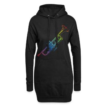 Trompete - Hoodie-Kleid - Schwarz - Vorne