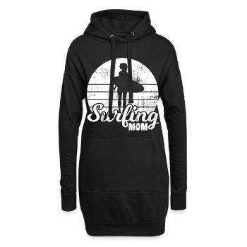 Maman surfeuse - Sweat-shirt à capuche long Femme - noir - Devant
