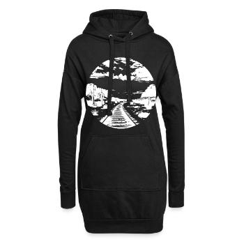 Dessin ferroviaire - Sweat-shirt à capuche long Femme - noir - Devant