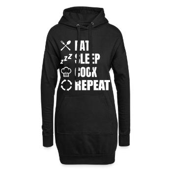 Manger, dormir, cuisiner, répéter - Sweat-shirt à capuche long Femme - noir - Devant