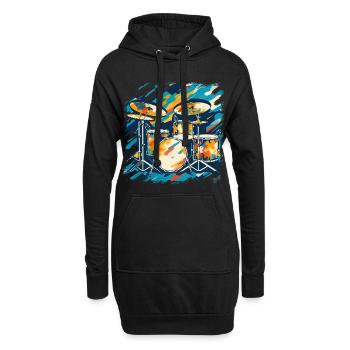 Portrait de tambour - Sweat-shirt à capuche long Femme - noir - Devant