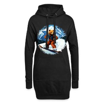 Bären Snowboard - Hoodie-Kleid - Schwarz - Vorne