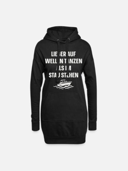 Lieber auf Wellen tanzen als im Stau stehen - Hoodie-Kleid - Schwarz