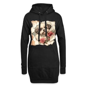 Shih Tzu - Hoodie-Kleid - Schwarz - Vorne
