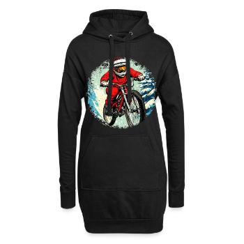 Weihnachten Biker / Mountainbike - Hoodie-Kleid - Schwarz - Vorne