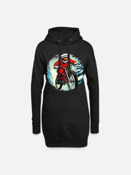 Christmas Biker / Mountain Bike - Hoodie Dress - black