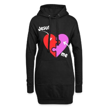Jesus and me puzzle Heart - christlich - Hoodie-Kleid - Schwarz - Vorne