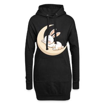 Rêve de lapin lunaire - Sweat-shirt à capuche long Femme - noir - Devant