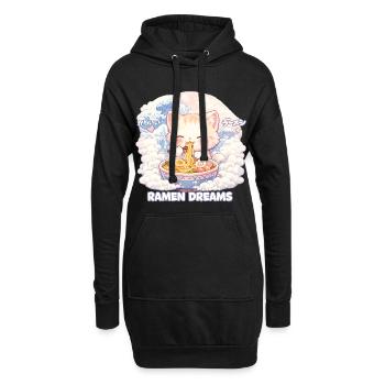 Kawaii Katze Ramen Nudeln Anime Katze - Hoodie-Kleid - Schwarz - Vorne