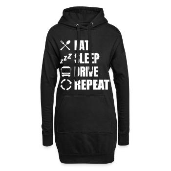 Essen Schlafen Fahren Wiederholen - Hoodie-Kleid - Schwarz - Vorne