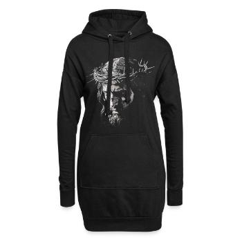 Jésus - Sweat-shirt à capuche long Femme - noir - Devant