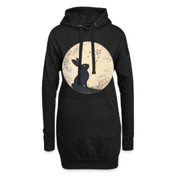 Mondhase mit Karottensternen - Hoodie-Kleid - Schwarz - Vorne