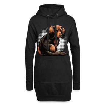 Teckel à poil long Teckel Teckel Teckel - Sweat-shirt à capuche long Femme - noir - Devant