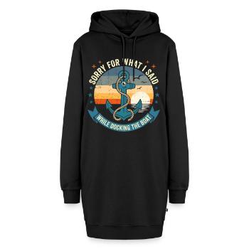 Funny Boat Docking Humor: Vintage Anchor Apology T - Hoodie-Kleid - Schwarz - Vorne - AI Model Female 172 light (172cm)