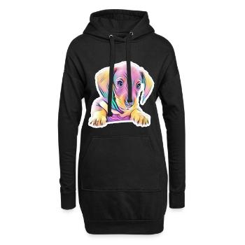 Dackel - Hoodie-Kleid - Schwarz - Vorne