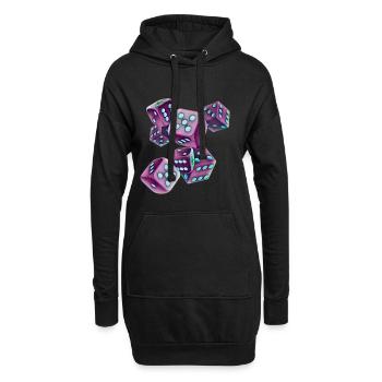 Würfel - Hoodie-Kleid - Schwarz - Vorne