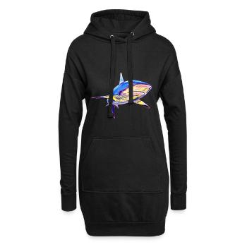 Requin - Sweat-shirt à capuche long Femme - noir - Devant