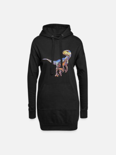 Velociraptor - Hoodie-Kleid - Schwarz