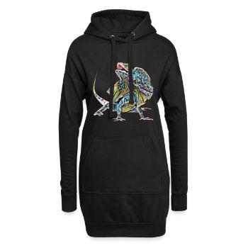 Lézard à collier - Sweat-shirt à capuche long Femme - noir - Devant