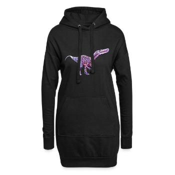 Dinosaurier - Hoodie-Kleid - Schwarz - Vorne