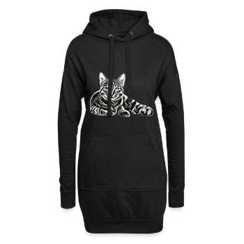 Chat - Sweat-shirt à capuche long Femme - noir - Devant