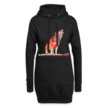 Loup - Sweat-shirt à capuche long Femme - noir - Devant
