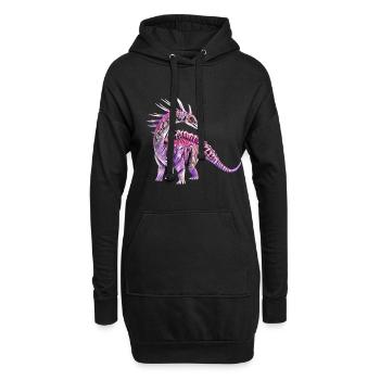 dinosaure - Sweat-shirt à capuche long Femme - noir - Devant