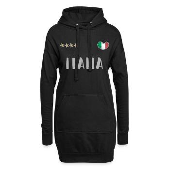 Maillot de football Italie Drapeau italien - Sweat-shirt à capuche long Femme - noir - Devant