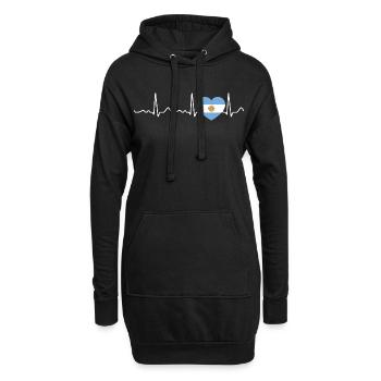 Argentine - battement de cœur, pouls, ligne cardiaque, ECG - Sweat-shirt à capuche long Femme - noir - Devant