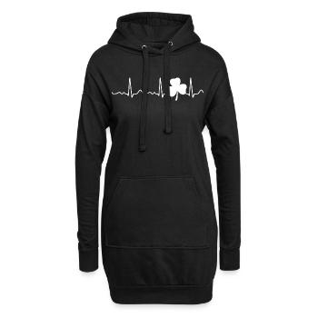 Cloverleaf - battement de cœur, pouls, ligne cardiaque, ECG - Sweat-shirt à capuche long Femme - noir - Devant