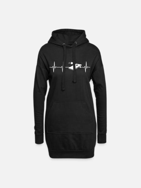 Cornhole Herzschlag - Hoodie-Kleid - Schwarz
