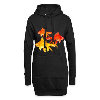 Bassin de poisson rouge coloré - Sweat-shirt à capuche long Femme - noir - Devant
