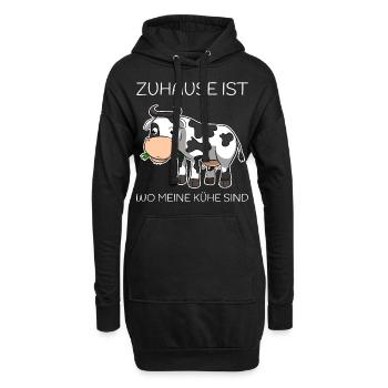 Zuhause Ist Wo Meine Kühe Sind Landwirt Bauer - Hoodie-Kleid - Schwarz - Vorne