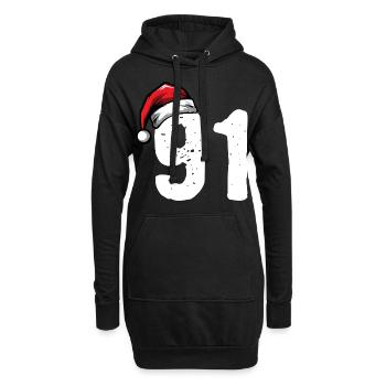 91 Numéro Noël - Sweat-shirt à capuche long Femme - noir - Devant