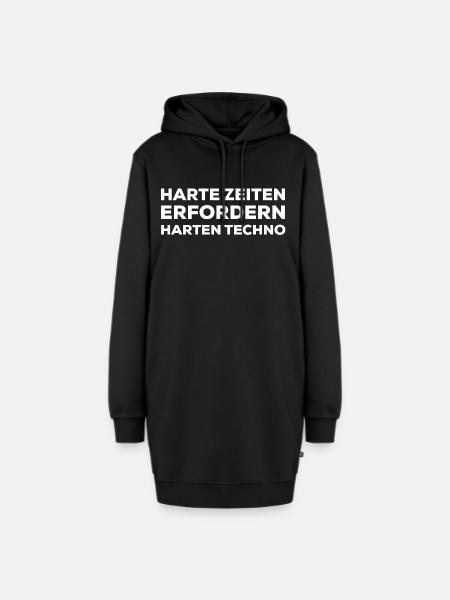 Harte Zeiten Erfordern Harten Techno - Hoodie-Kleid - Schwarz