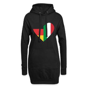 Ein Herz - Deutschland Italien - Hoodie-Kleid - Schwarz - Vorne
