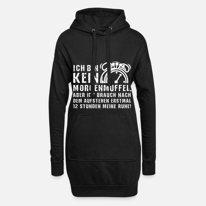 Morgenmuffel - Hoodie-Kleid - Schwarz