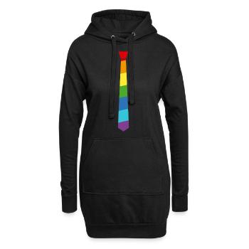 Regenbogen Krawatte - Fahne - Flagge - Gay Pride - Hoodie-Kleid - Schwarz - Vorne