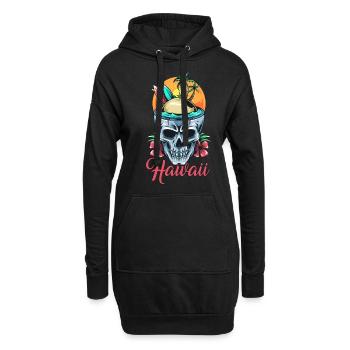 Hawaii Skull Surfing Flowers - Hoodie-Kleid - Schwarz - Vorne