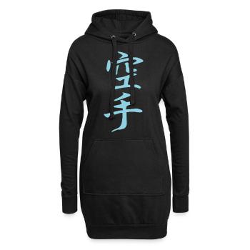Karaté Kanji Design en bleu - Sweat-shirt à capuche long Femme - noir - Devant