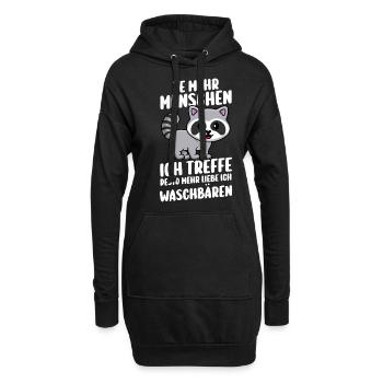 Waschbär - Hoodie-Kleid - Schwarz - Vorne