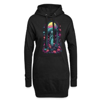 Retro Goth Vaporwave Viktorianisch Streetwear - Hoodie-Kleid - Schwarz - Vorne
