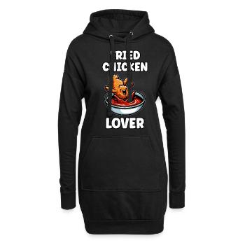 Poulet frit Ailes de poulet Poulet Cadeau - Sweat-shirt à capuche long Femme - noir - Devant