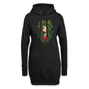 Herz Pflanzenliebe Tattoo Aesthetic Design - Hoodie-Kleid - Schwarz - Vorne