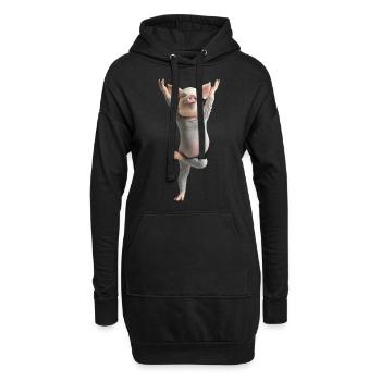 Schwein - Hoodie-Kleid - Schwarz - Vorne