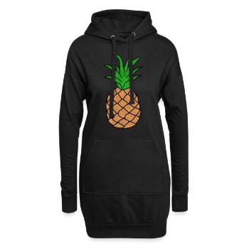 Ananas Zeichnung - Hoodie-Kleid - Schwarz - Vorne